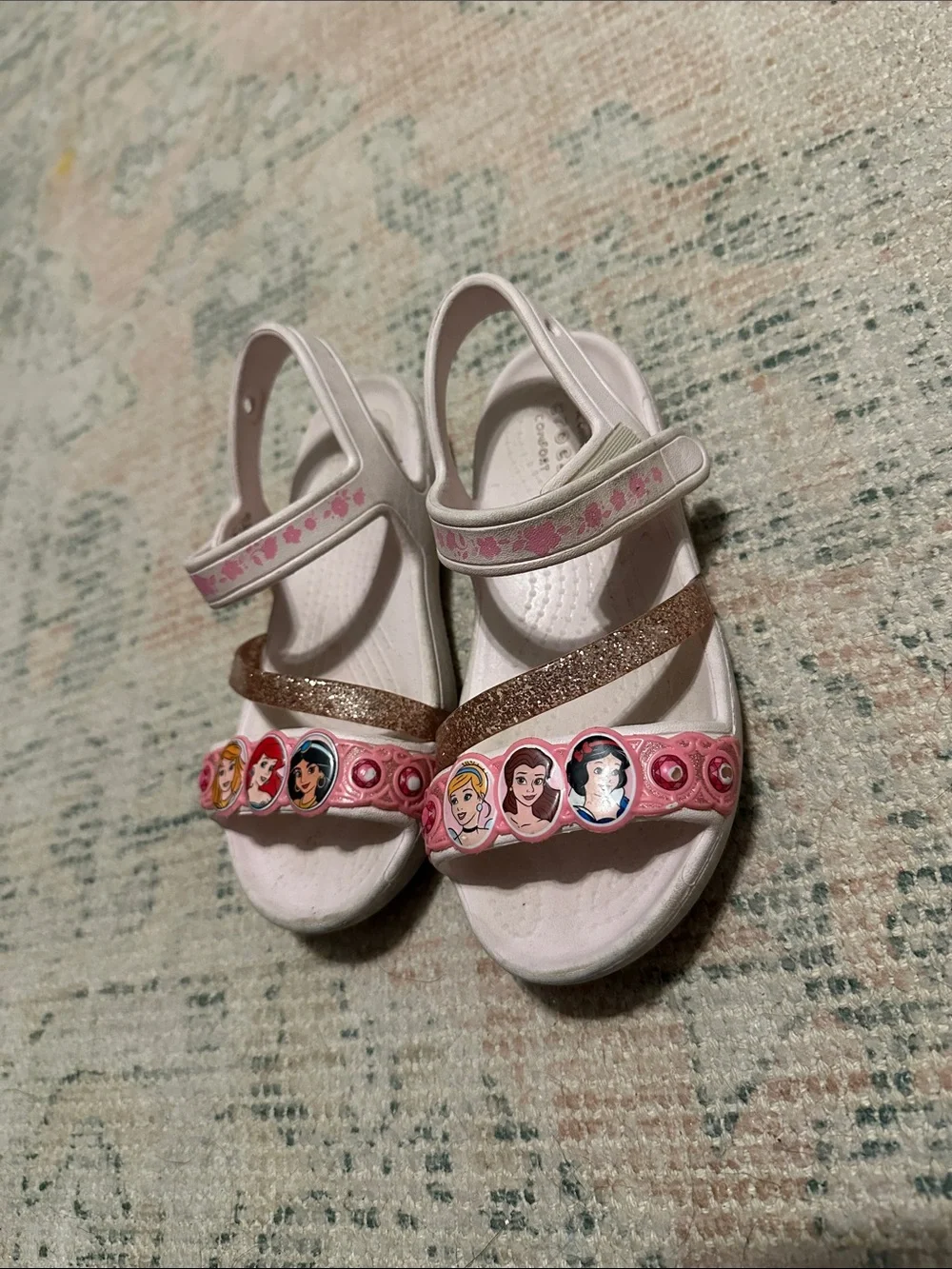 Girls' Pink Glitter Strap Crocs
